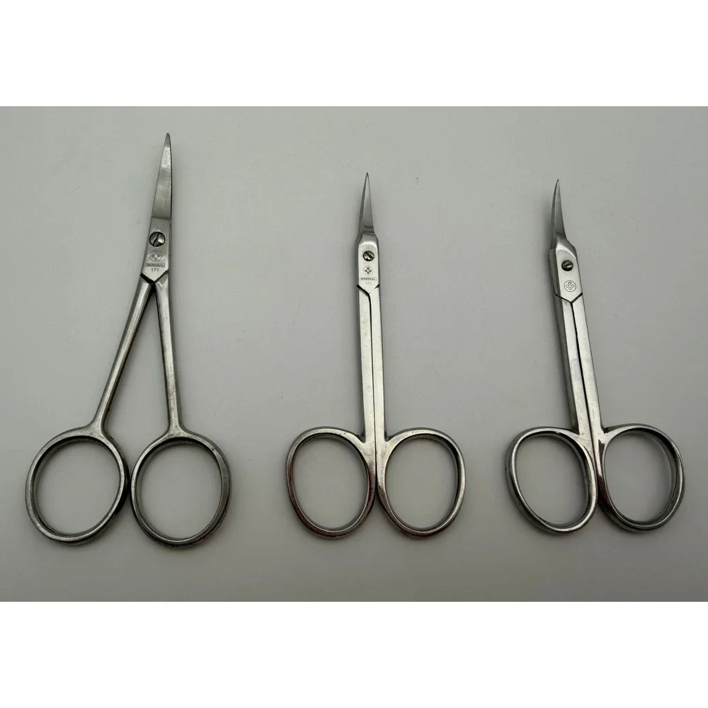 Mundial Scissors Set 3pc 171 Straight 705 Curved Embroidery Nail Cuticle Silver